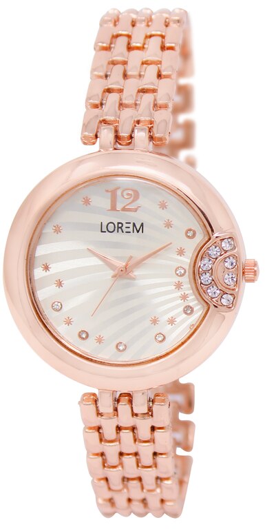 LOREM New Arrival White Round Girl's Metal Bracelet Watch - For Women & Girls